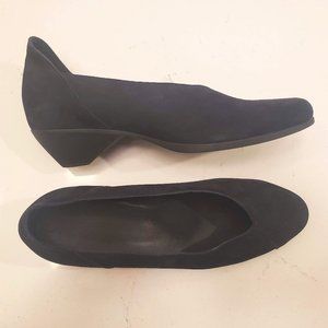 Arche Black Suede Low Wedge Pumps